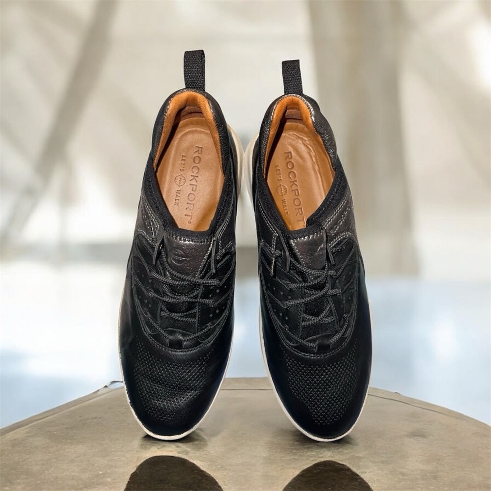 Rockport Black Athletic Shoes with White Soles